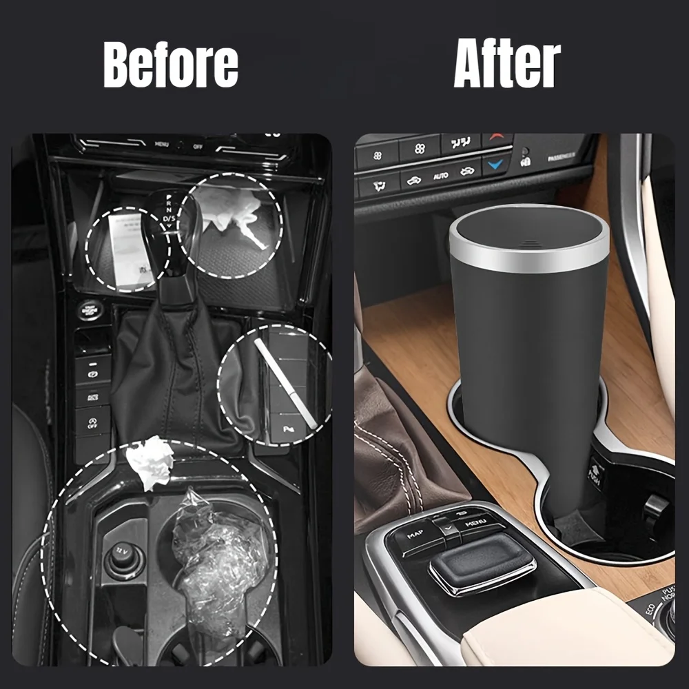 Waterproof Car Trash Can With Lid - Mini cubo de basura compacto a