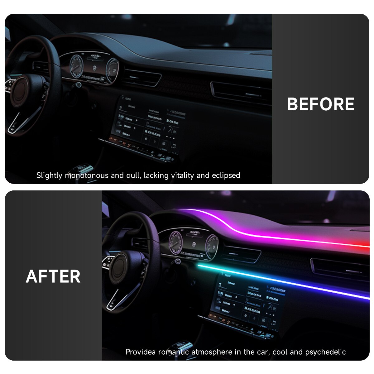Tiras LED Acrílicas de 64 Colo - Led Ambient Interior Car Lights App Control reseña y precio